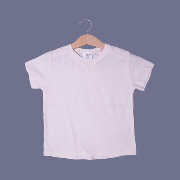 CREAM PLAIN HALF SLEEVES T-SHIRT